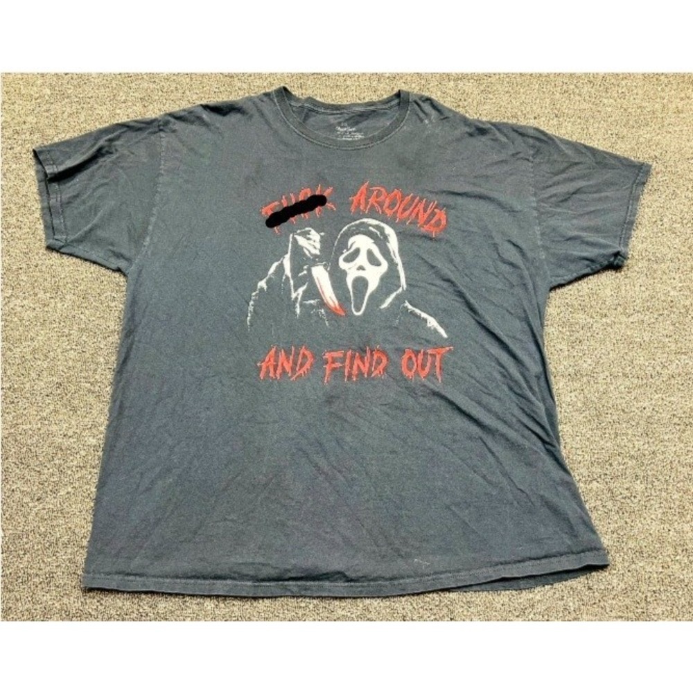 Ghost Face T Shirt Mens 2XL Black F*** Around And Find Out Horror Movie Graphic - Picture 2 of 6